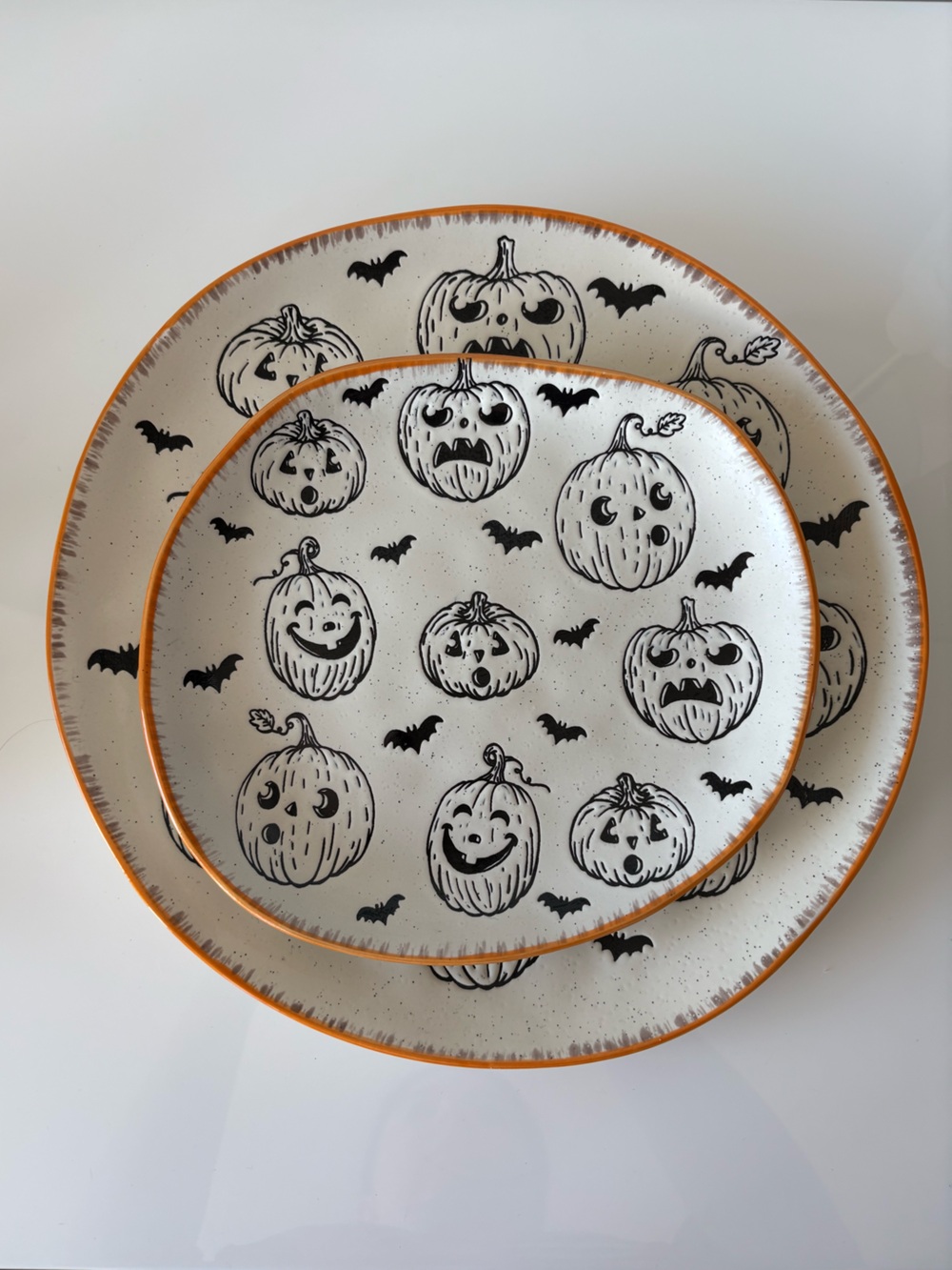 NEW Pumpkin Ceramic Plates Set of Two